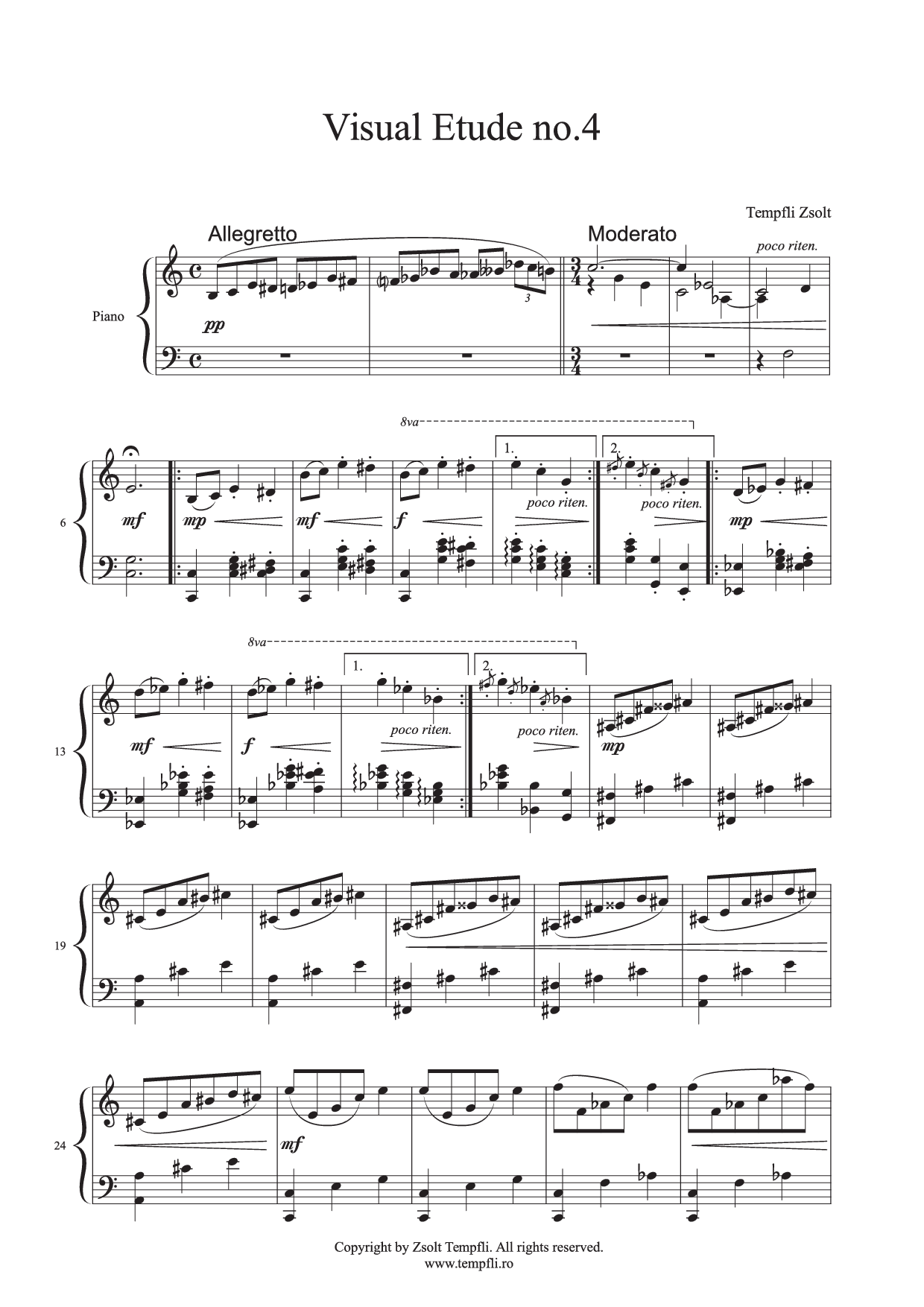Tempfli Zsolt: Vizuális Etűd no. 4, op. 19 zongorára