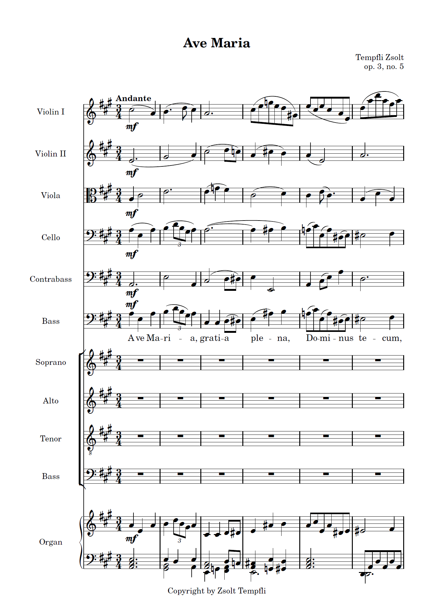 Zsolt Tempfli - Ave Maria no. 5 Full score
