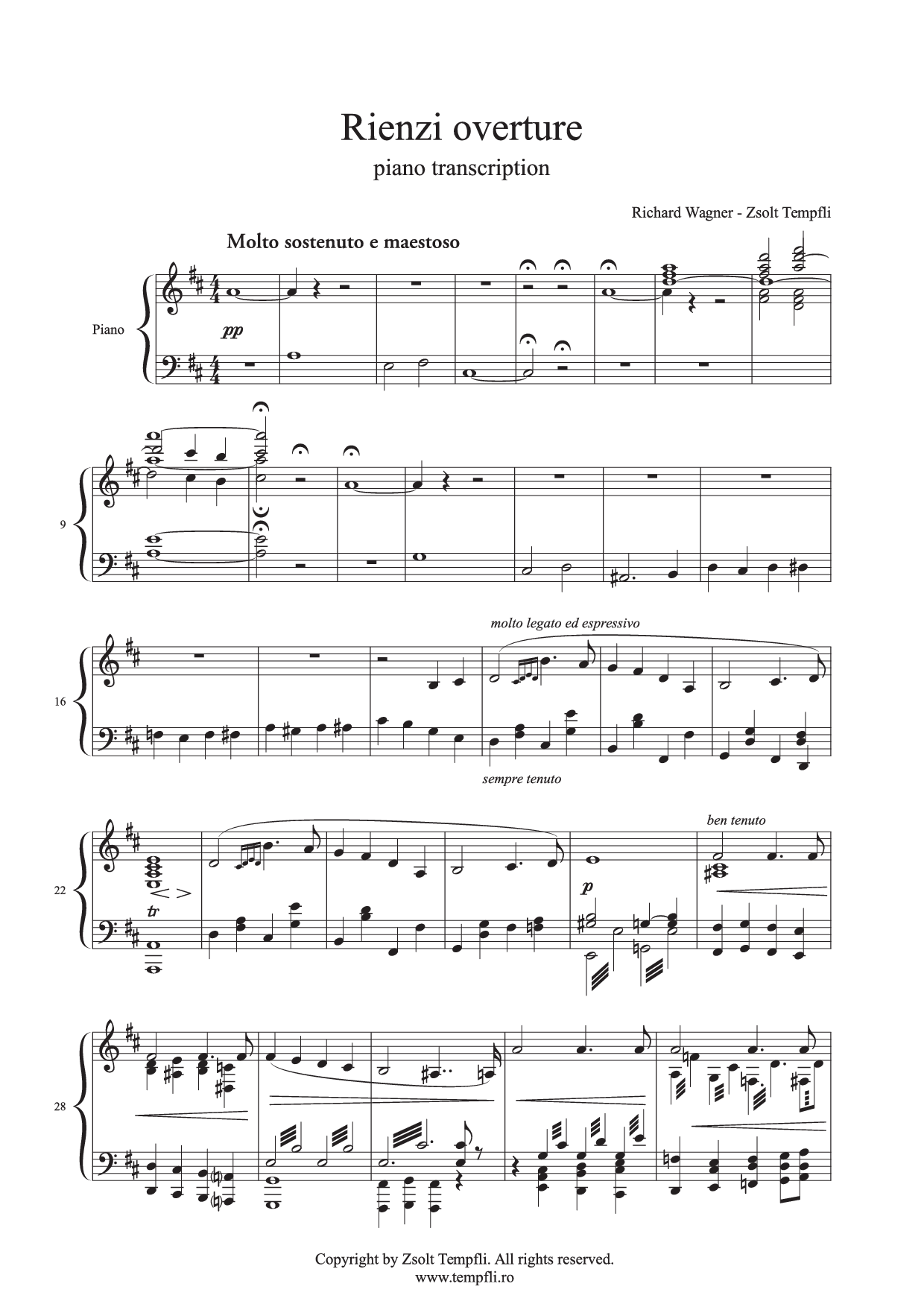 Zsolt Tempfli - Richard Wagner Uvertura Rienzi transcripție pentru pian