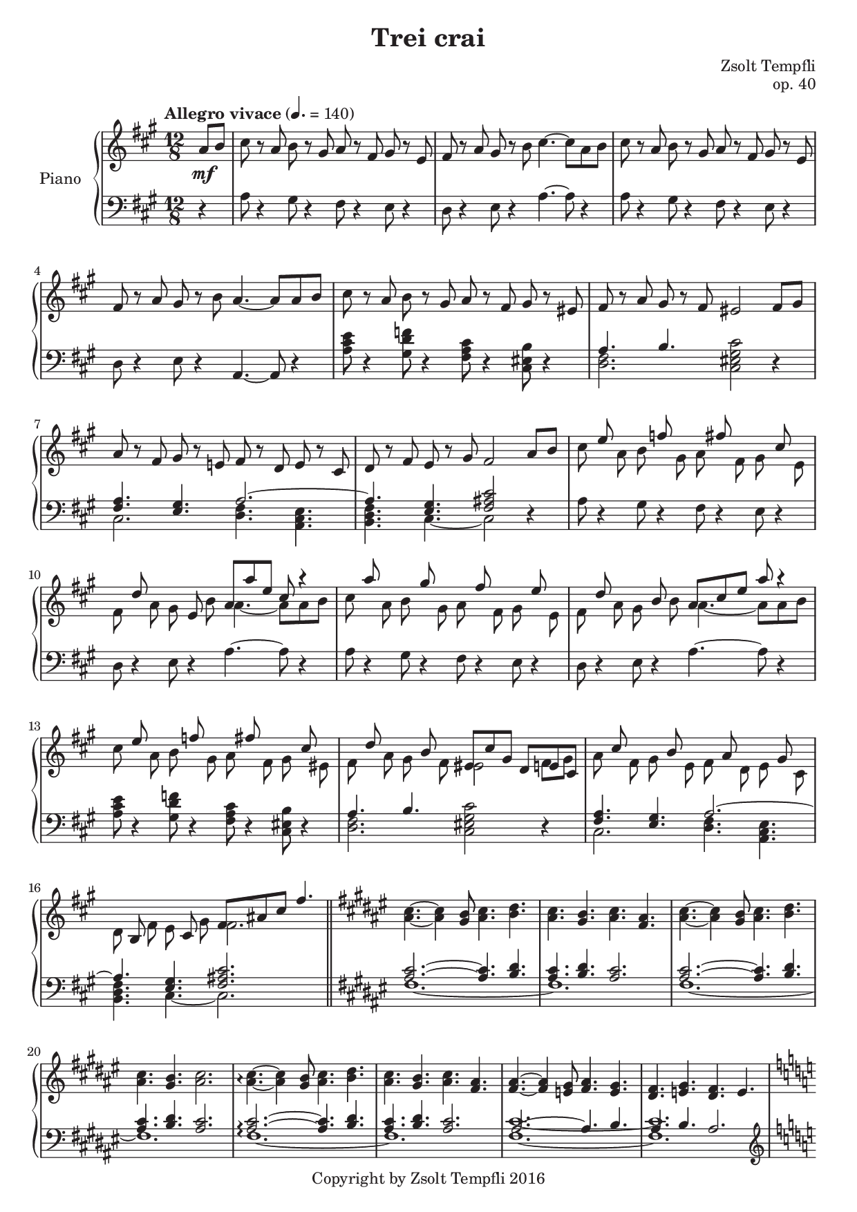 Zsolt Tempfli: Trei crai (op. 40) pentru pian