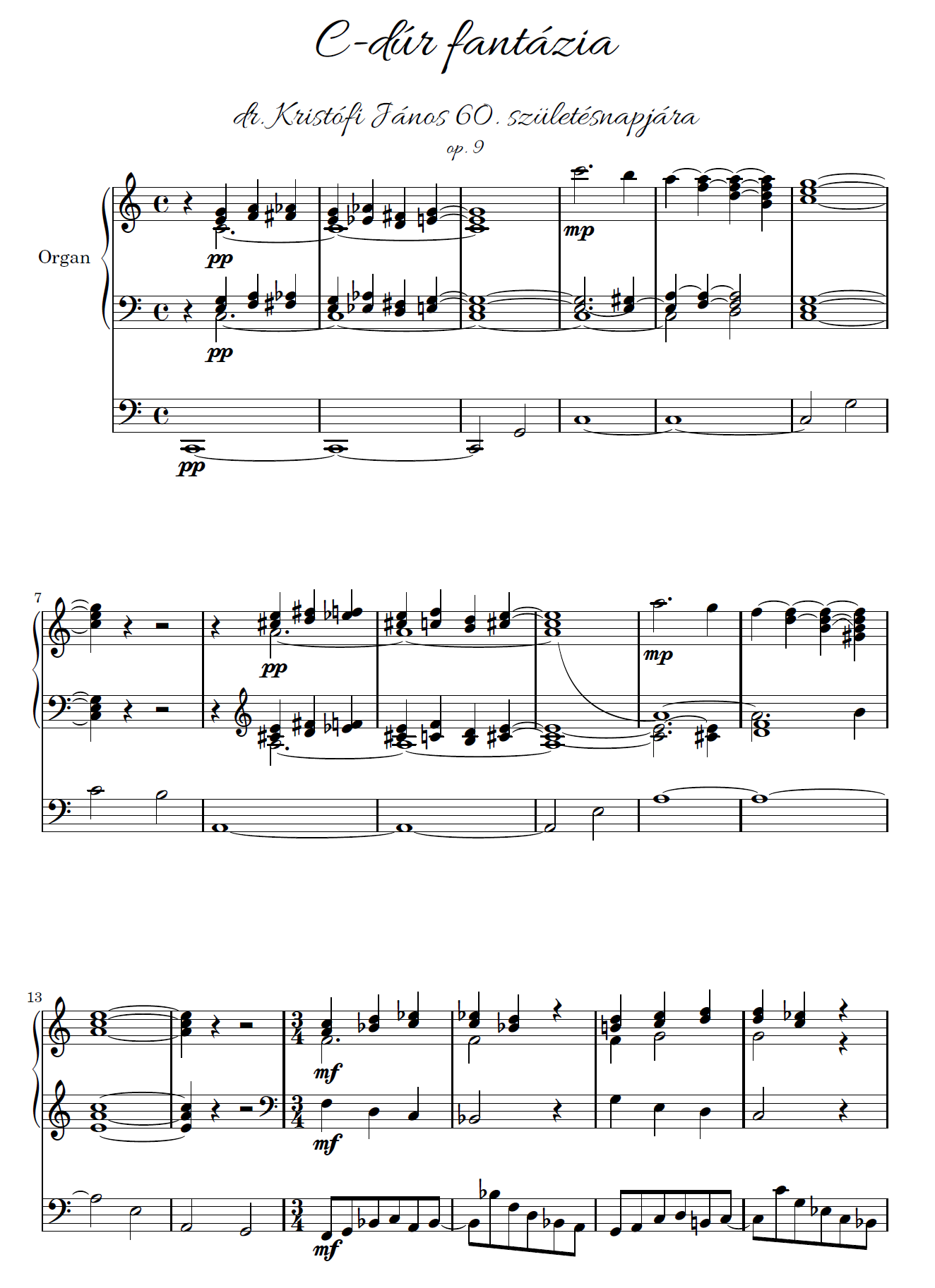 C-dúr fantázia orgonára, op. 9