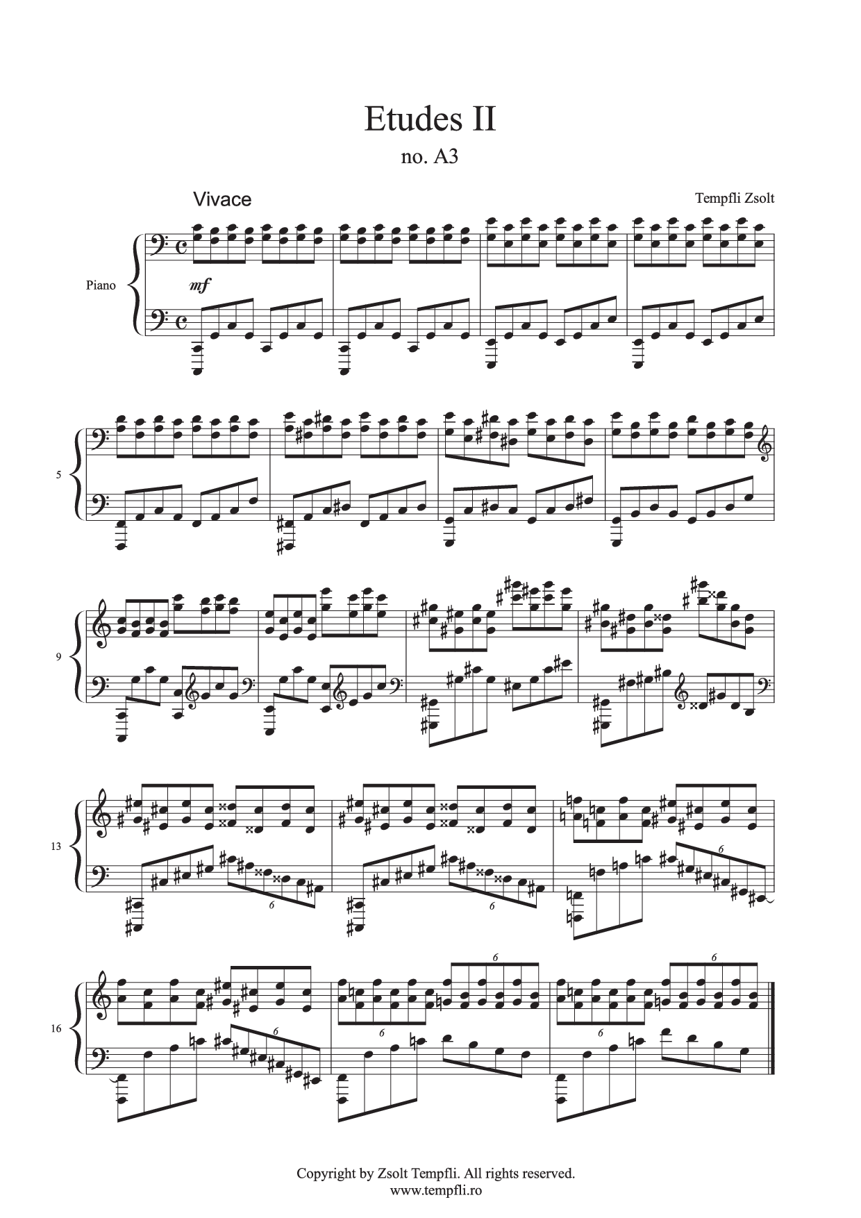 Zsolt Tempfli - Etudes II A3 op. 25 no. A3 for piano