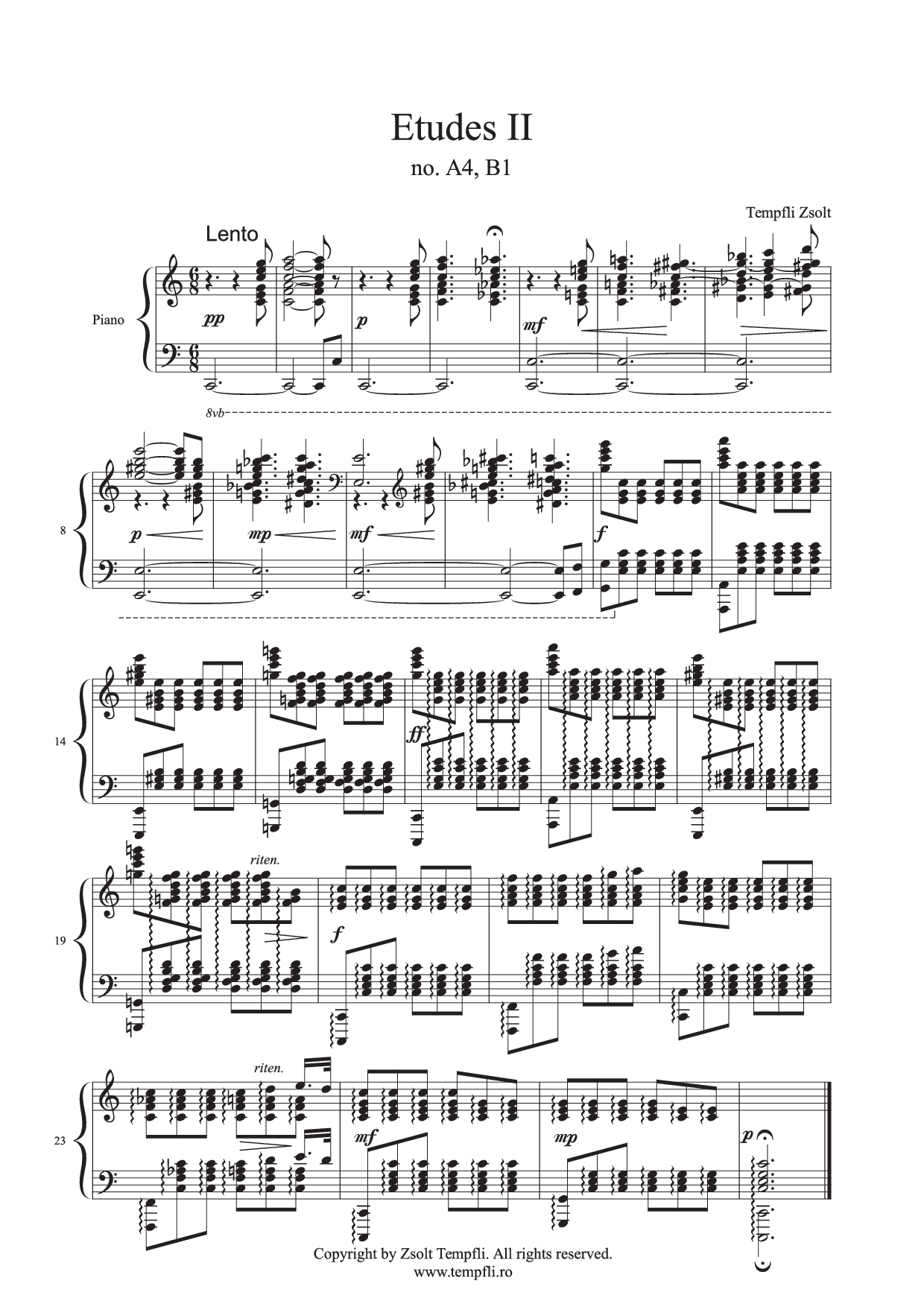 Tempfli Zsolt: Etűdök II A4 vagy B1, op. 25 zongorára