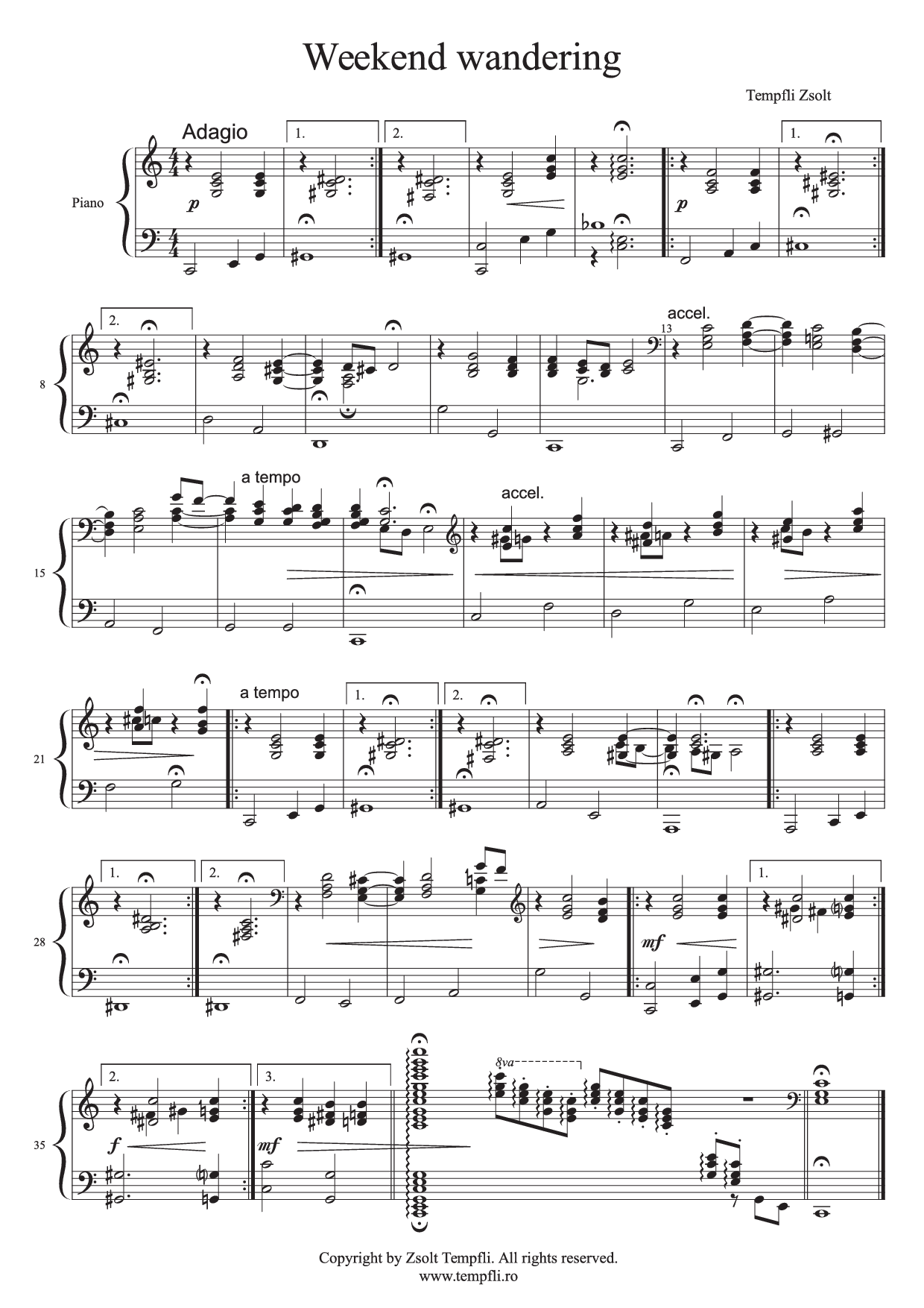 Tempfli Zsolt: Hétvégi bolyongás (op. 11) zongorára