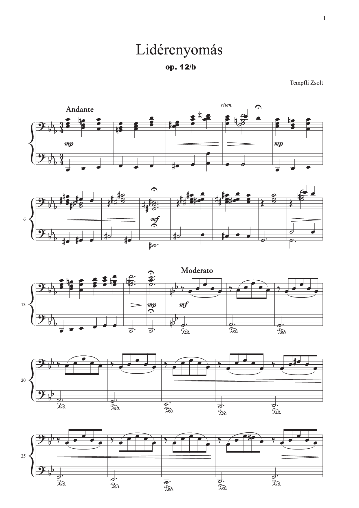 Tempfli Zsolt: A Lidércnyomás no. 2 zongorára, op. 12