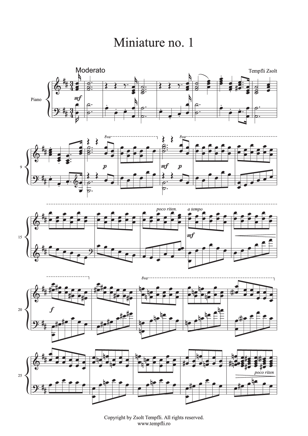 Zsolt Tempfli - Miniature no. 1 for piano