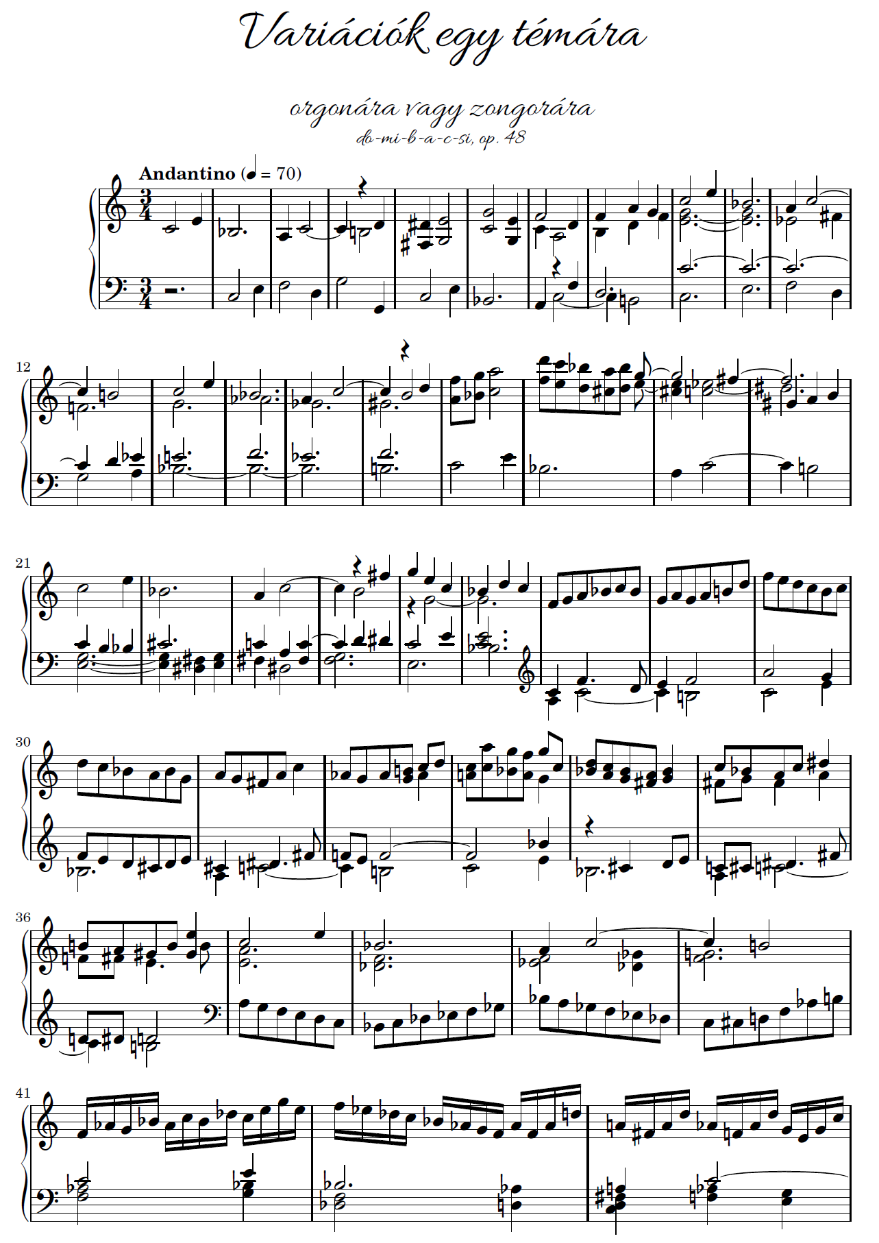 Variációk egy témára, op. 48